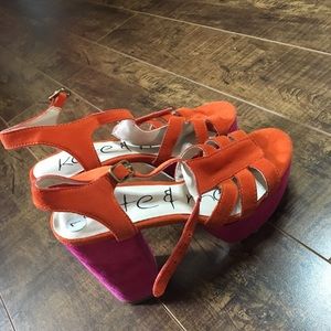 Brand new colour block chunky summer heel